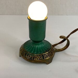 Vintage Yahrzeit Memorial 'In Loving Memory’ Light Brass and Green